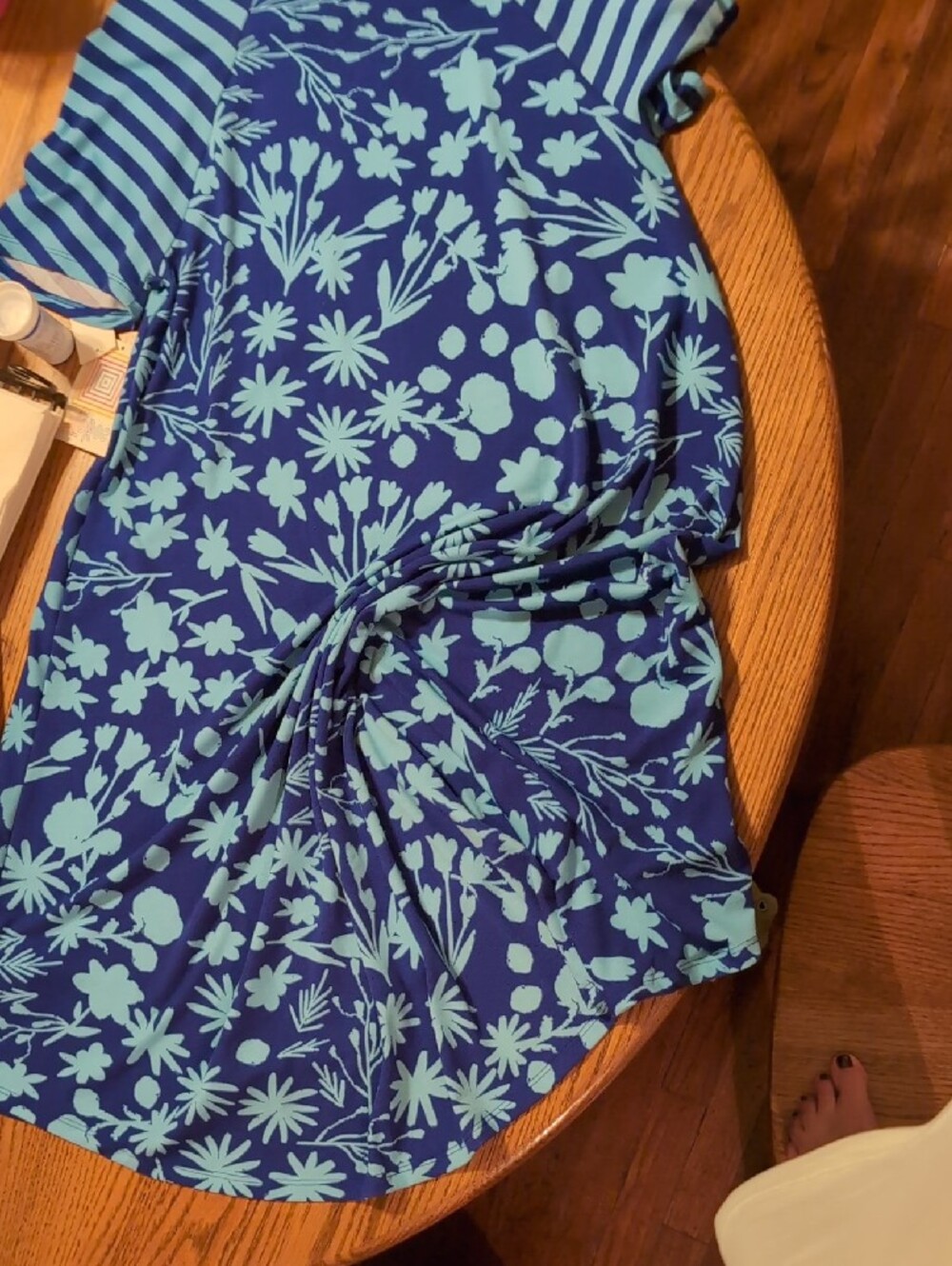 Blue Floral/Stripe Lularoe Carly Hi/Lo Hem Dress NWT Size S - Picture 9 of 9